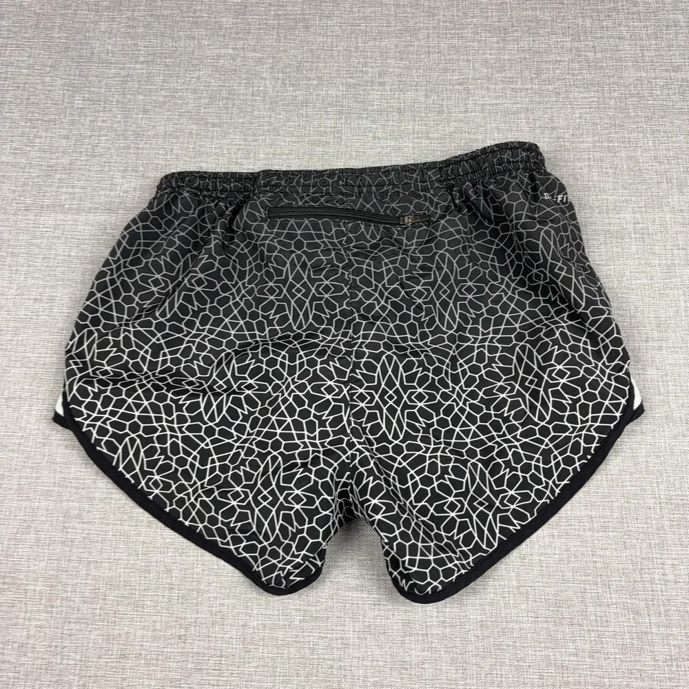 Nike Dri-FIT Running Shorts Mens Small Black 4 Inseam Lined Zip Pocket Geometric